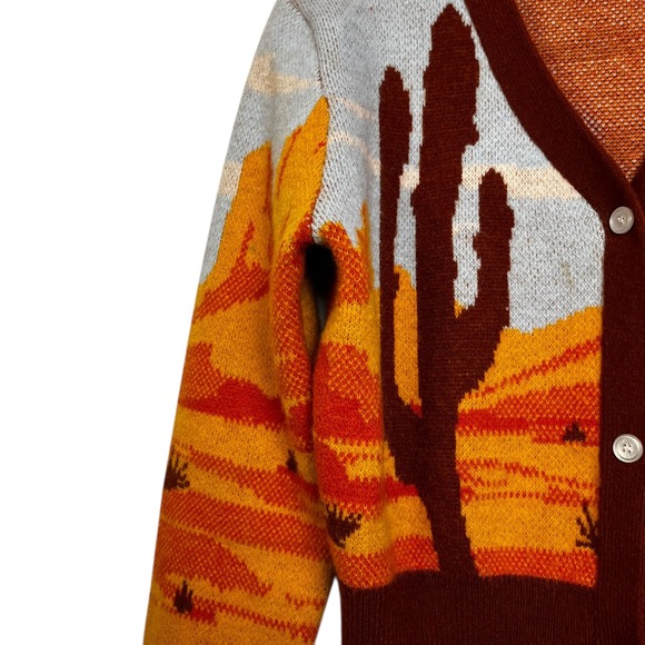 Cider Women's  Crop Desert Landscape Print Cardigan Sweater Size S Southwestern - Picture 3 of 5